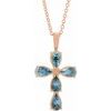 14K Rose Aquamarine Cross 16 18 inch Necklace Ref. 16616181