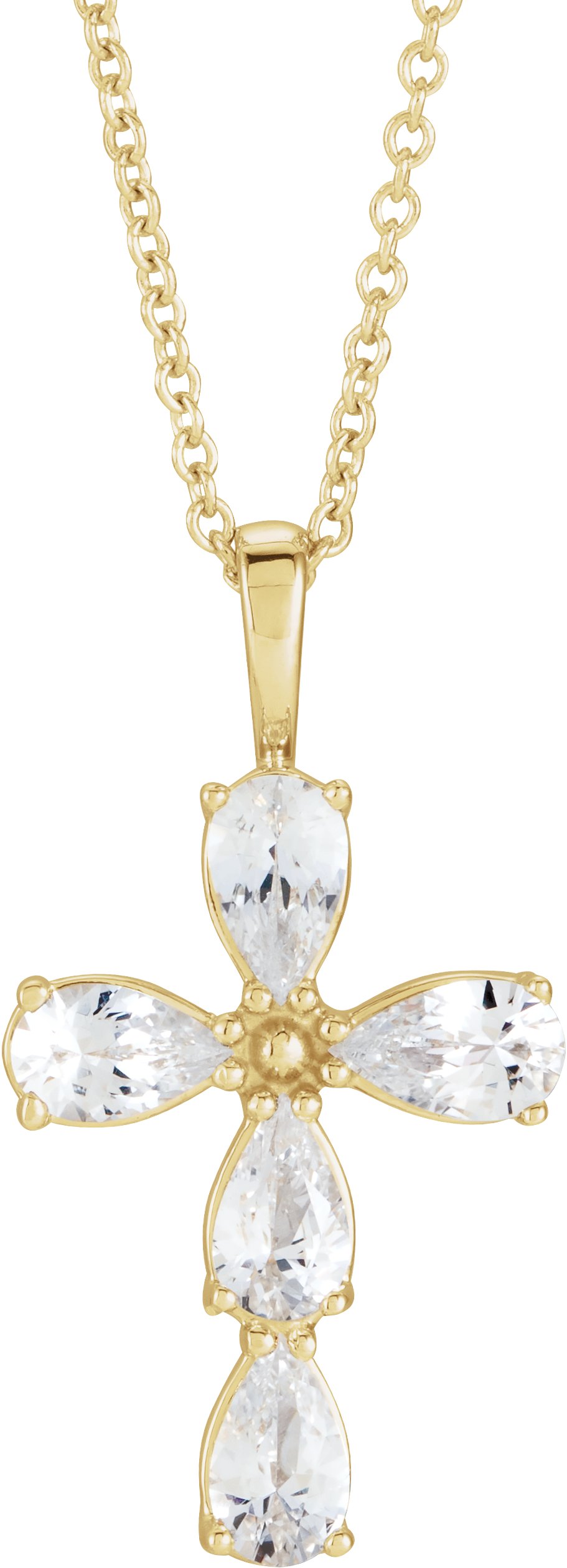 14K Yellow Sapphire Cross 16-18" Necklace
