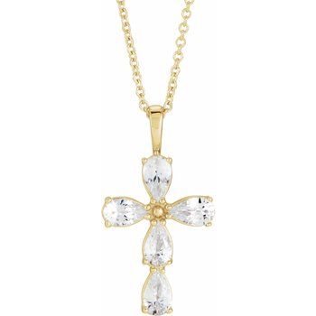 14K Yellow Sapphire Cross 16 18 inch Necklace Ref. 16616174