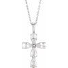 Platinum Sapphire Cross 16 18 inch Necklace Ref. 16616206