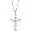 14K Rose 1 CTW Diamond Cross 16 18 inch Necklace Ref. 16616175