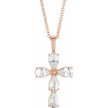 14K Rose 1 CTW Diamond Cross 16 18 inch Necklace Ref. 16616175