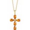 14K Yellow Citrine Cross 16 18 inch Necklace Ref. 16616168