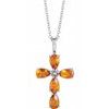 Platinum Citrine Cross 16 18 inch Necklace Ref. 16616200