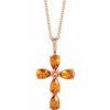 14K Rose Citrine Cross 16 18 inch Necklace Ref. 16616184