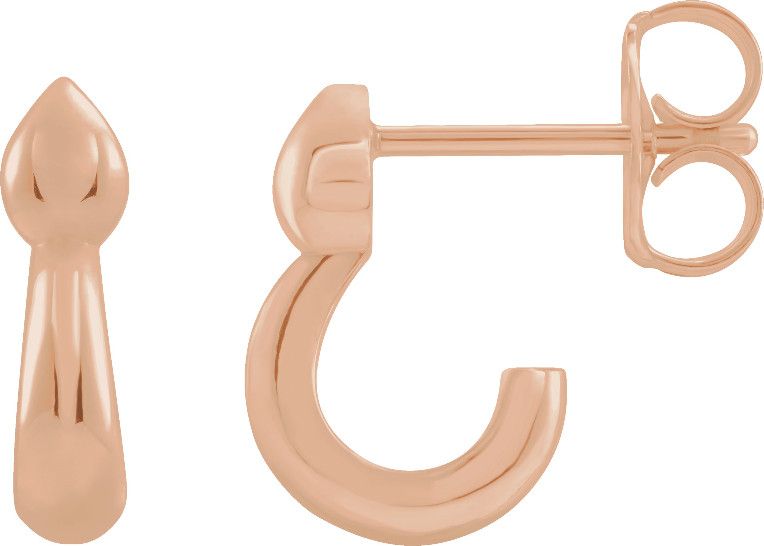 14K Rose 10.9x7.7 mm J-Hoop Earrings