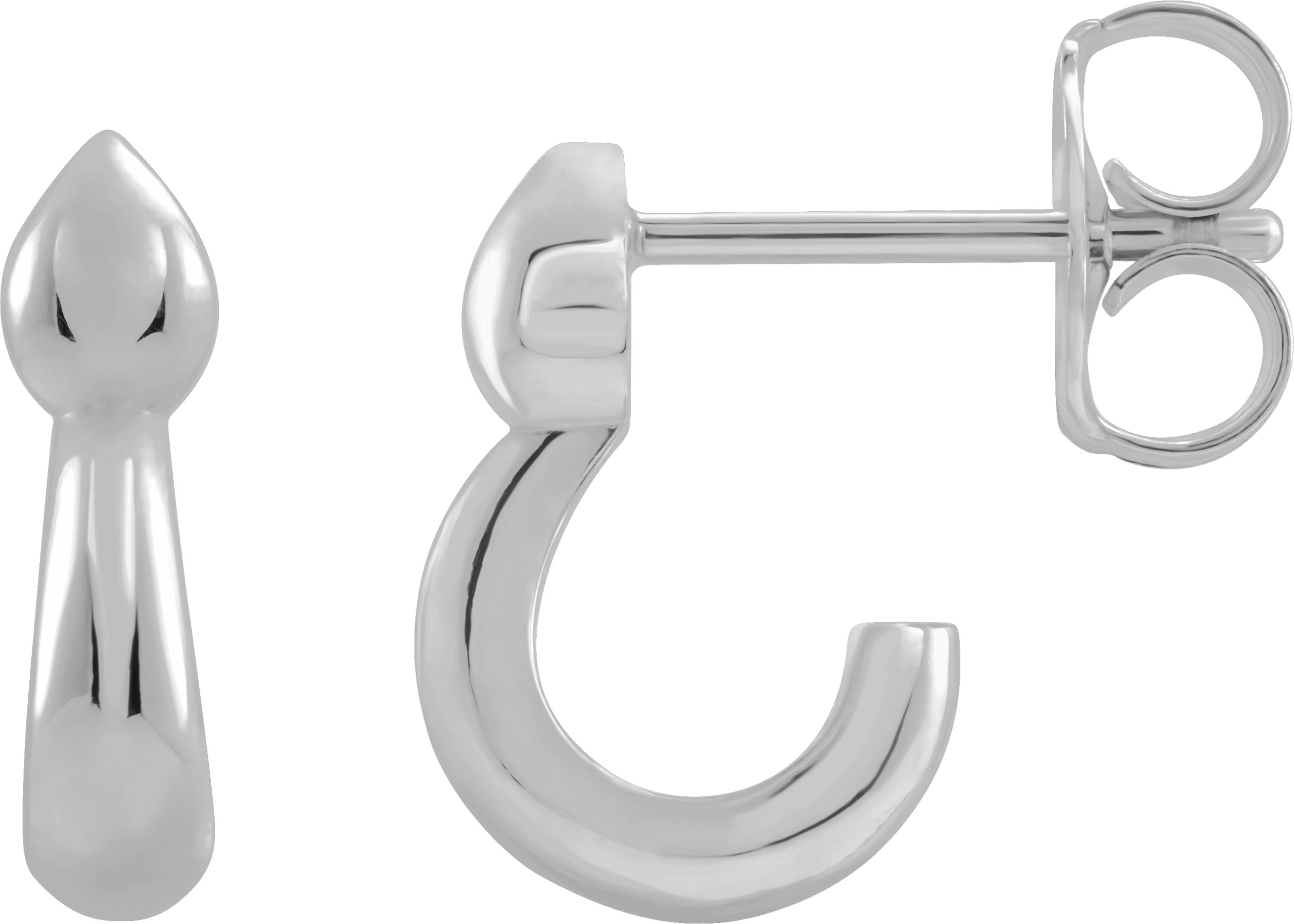 14K White J-Hoop Earrings