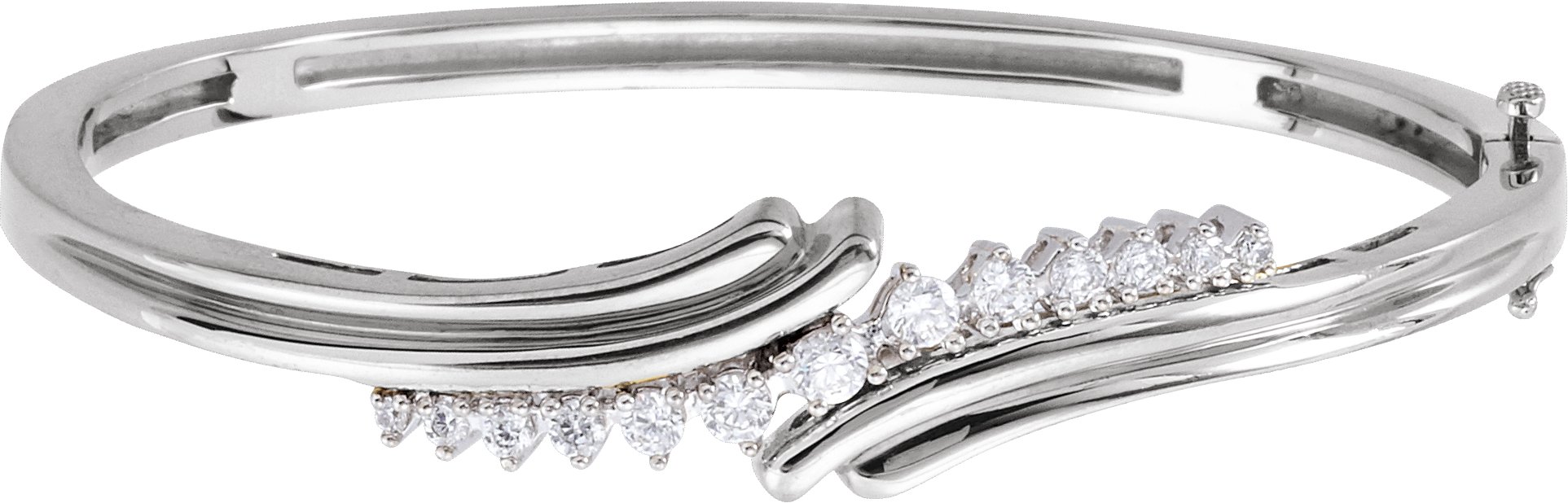 14K White 1/2 CTW Natural Diamond Bangle 7 1/2