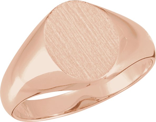 14K Rose 11x9.5 mm Oval Signet Ring