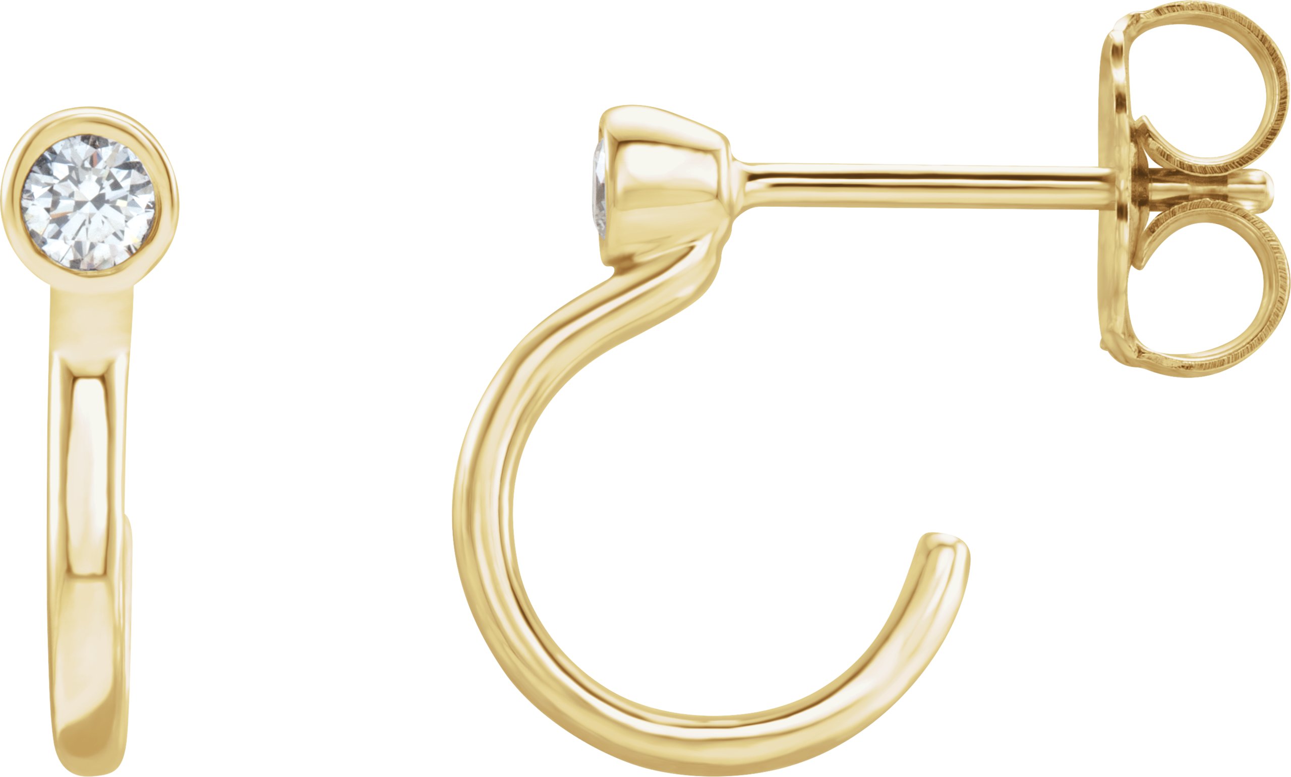 14K Yellow 0.06 CTW Natural Diamond Huggie J-Hoop Earring