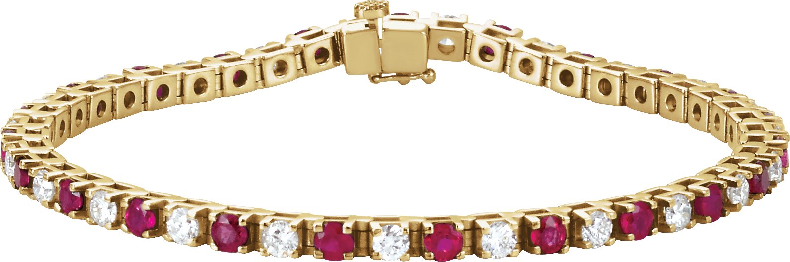 14K Yellow Ruby and 2 .33 CTW Diamond Line 7 inch Bracelet Ref. 72601