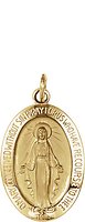 14K Yellow 19x14 mm Oval Miraculous Medal