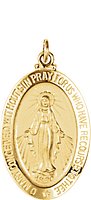 14K Yellow 23x16 mm Oval Miraculous Medal