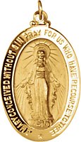 14K Yellow 29x20 mm Oval Miraculous Medal