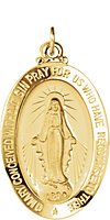 14K Yellow 26x18 mm Oval Miraculous Medal