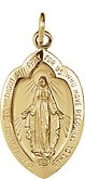 14K Yellow 18x12 mm Oval Miraculous Medal Pendant  