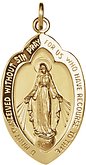 14K Yellow 20x13 mm Oval Miraculous Medal Pendant  