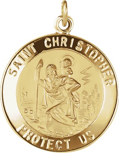 14K Yellow 20 mm St. Christopher Medal