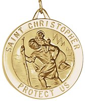 14K Yellow 33 mm St. Christopher Medal