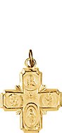 14K Yellow 18x18 mm Four-Way Cross Medal