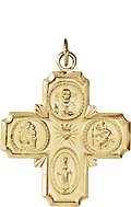 14K Yellow 25x24 mm Four-Way Cross Medal