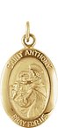 14K Yellow 15x11 mm St. Anthony of Padua Medal