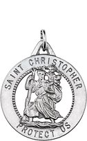 Sterling Silver 25.25 mm St. Christopher Medal Necklace  
