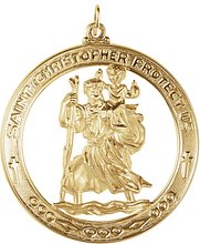 14K Yellow 38.7 mm St. Christopher Medal