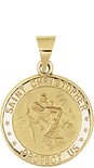 14K Yellow 18 mm Hollow Round St. Christopher Medal