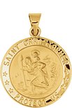 14K Yellow 22 mm Hollow Round St. Christopher Medal