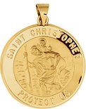 14K Yellow 25 mm Hollow Round St. Christopher Medal