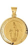 14K Yellow 18 mm Hollow Round Miraculous Medal