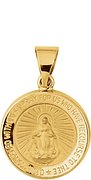14K Yellow 15 mm Hollow Round Miraculous Medal