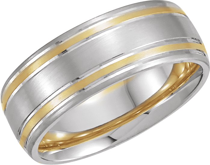 14K White/Yellow 7 mm Grooved Band Size 8.5