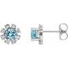 14K White Aquamarine and .07 CTW Diamond Earrings Ref 15389153