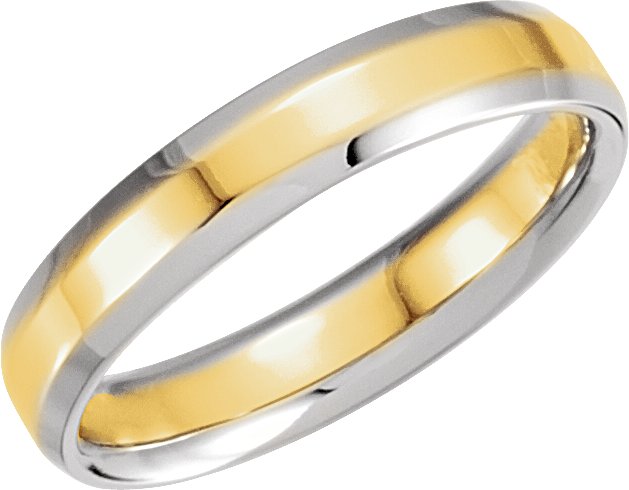 14K White/Yellow 4 mm Beveled-Edge Band Size 9