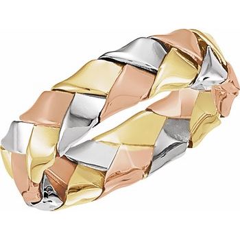14K Tri Color 5.5 mm Woven Band Size 7 Ref 249375