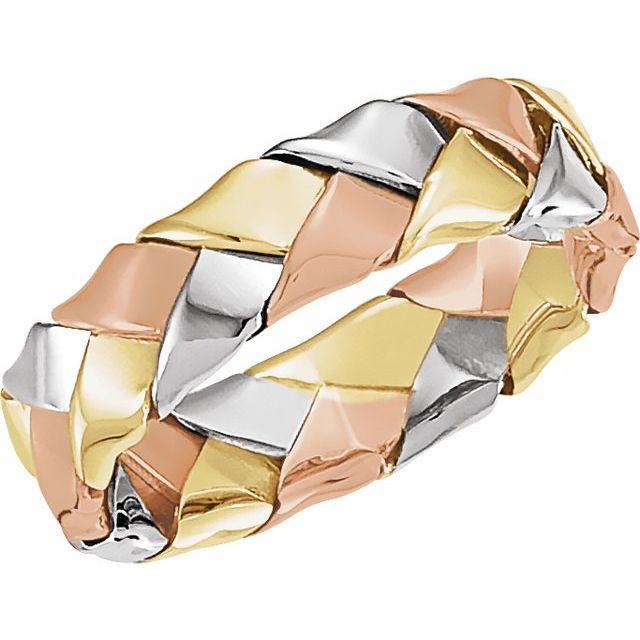 14K Tri-Color 5.5 mm Woven Band Size 5