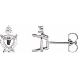 Heart 4-Prong Accented Earring Mounting
