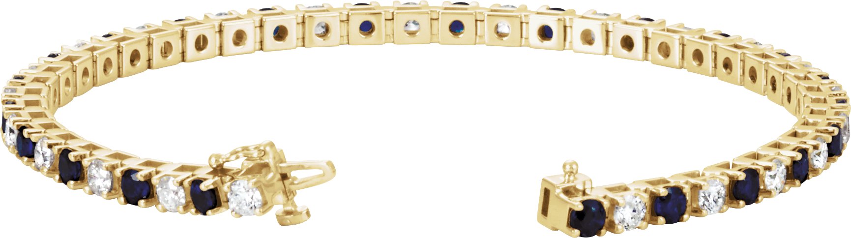 14K Yellow Blue Sapphire & 2 3/8 CTW Diamond Line 7 Bracelet