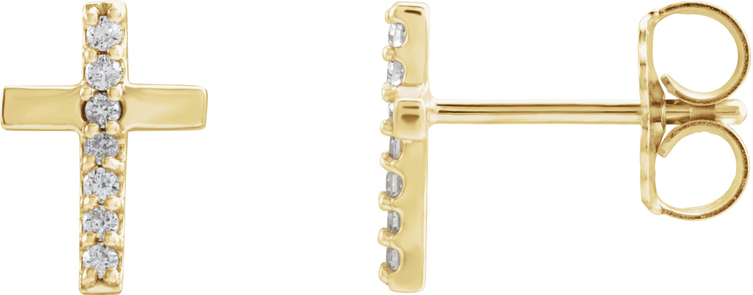 14K Yellow .06 CTW Natural Diamond Cross Earrings