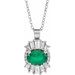Sterling Silver Natural Emerald & 1/3 CTW Natural Diamond 16-18