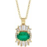 14K Yellow Lab-Grown Emerald & 1/3 CTW Diamond 16-18