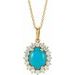 14K Yellow Natural Turquoise & 1/3 CTW Natural Diamond Halo-Style 16-18