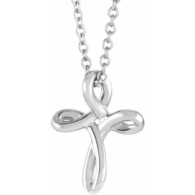 Sterling Silver 13.35x10.42 mm Youth Cross 15