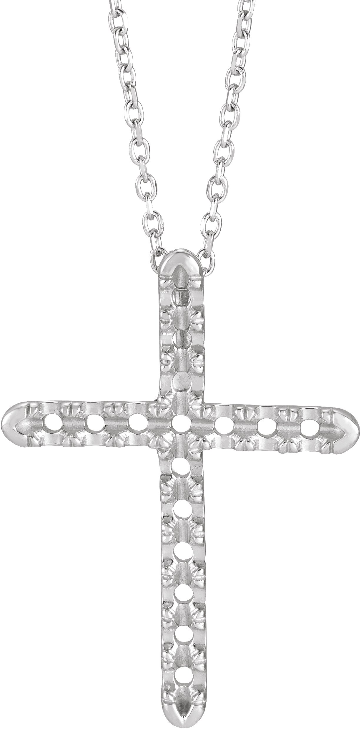 14K White 1/2 CTW Diamond French-Set Cross 16-18 Necklace