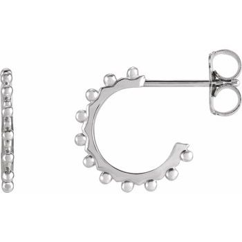 Platinum 12.12 mm Beaded Hoop Earrings Ref. 16685690