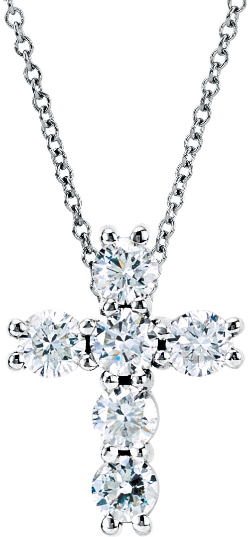 14K White 1/4 CTW Lab-Grown Diamond Cross 18" Necklace