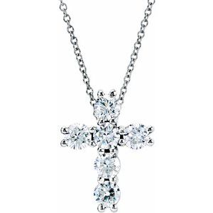 14K White 1/2 CTW Diamond Cross 18" Necklace 