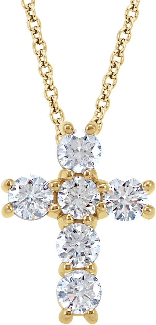 14K Yellow .33 CTW Lab Grown Diamond Cross 18 inch Necklace Ref 21331050